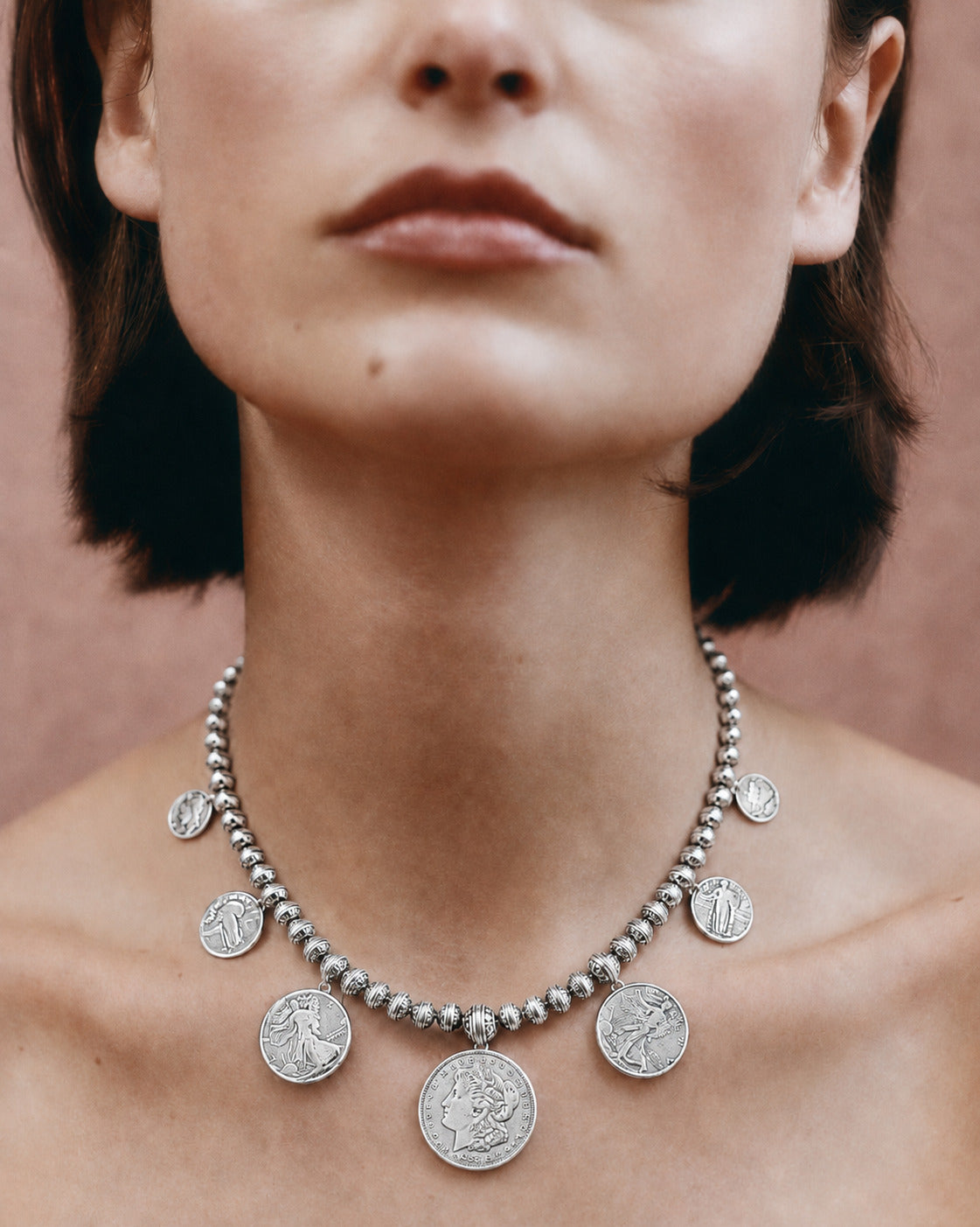 Jewelry: Vintage Collection Sterling Silver Navajo Coin Necklace
