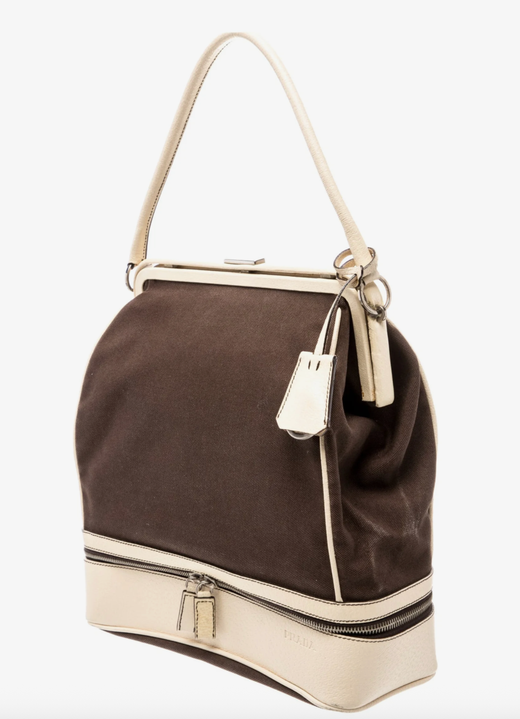 Clothing: Prada Brown Canvas and Natural Leather Handbag