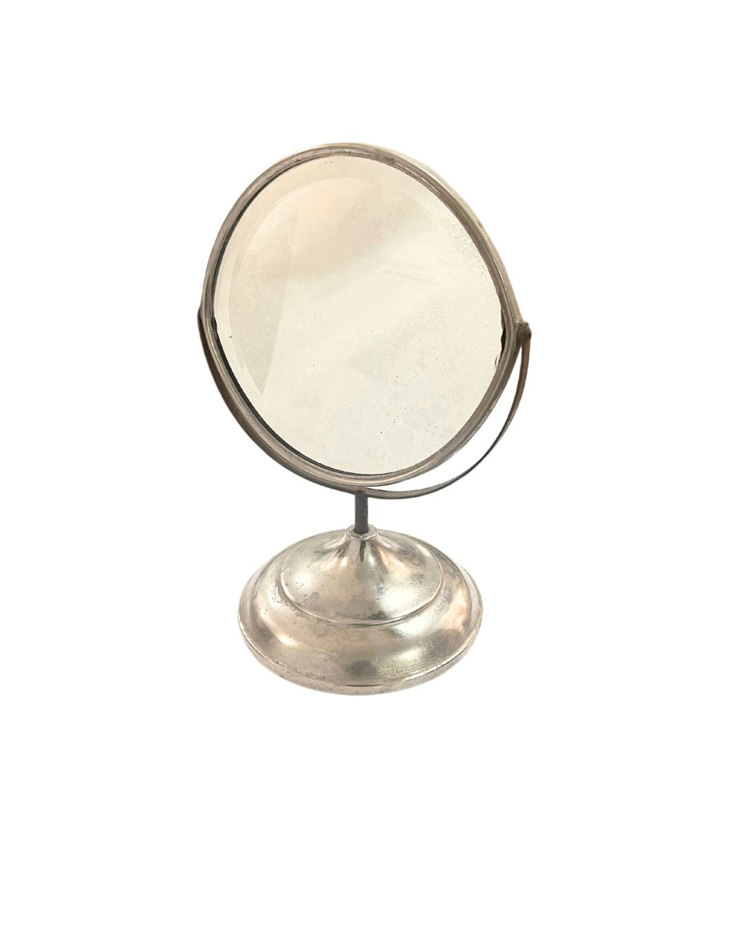 Nickel Plate Oval Mirror with Stand