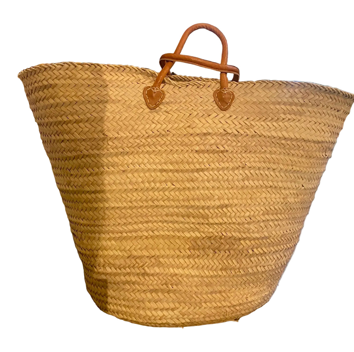 Farmer's market basket with leather handles, XL, at Bella Cucina in Atlanta