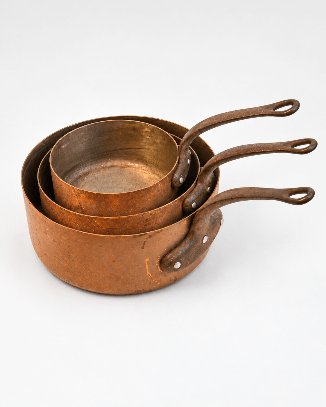 Antiques & Found Objects: Antique Copper Pots, Set of 3 by Bella Cucina – Antiques & Found Objects: Copper