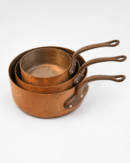 Antiques & Found Objects: Antique Copper Pots, Set of 3 by Bella Cucina – Antiques & Found Objects: Copper