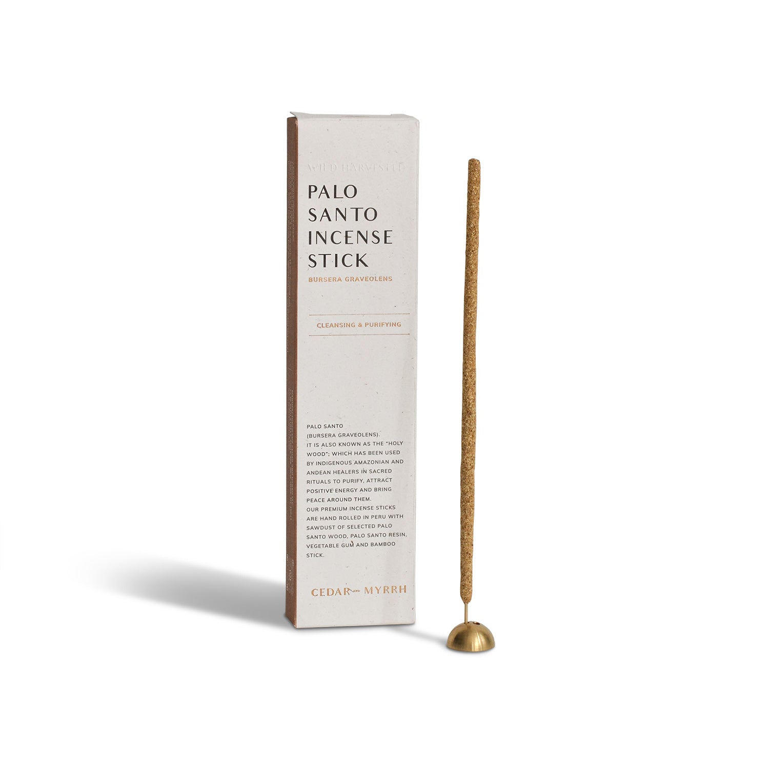 Cedar & Myrrh Hand rolled Palo santo incense stick by Bella Cucina – Wellness