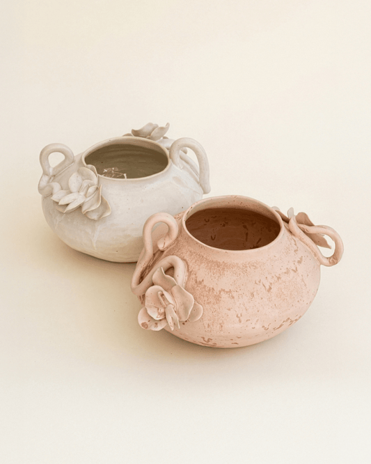 Ceramic Vase with Floral Handles by New York Artist Josie Cross by Bella Cucina – For The Home: Vases