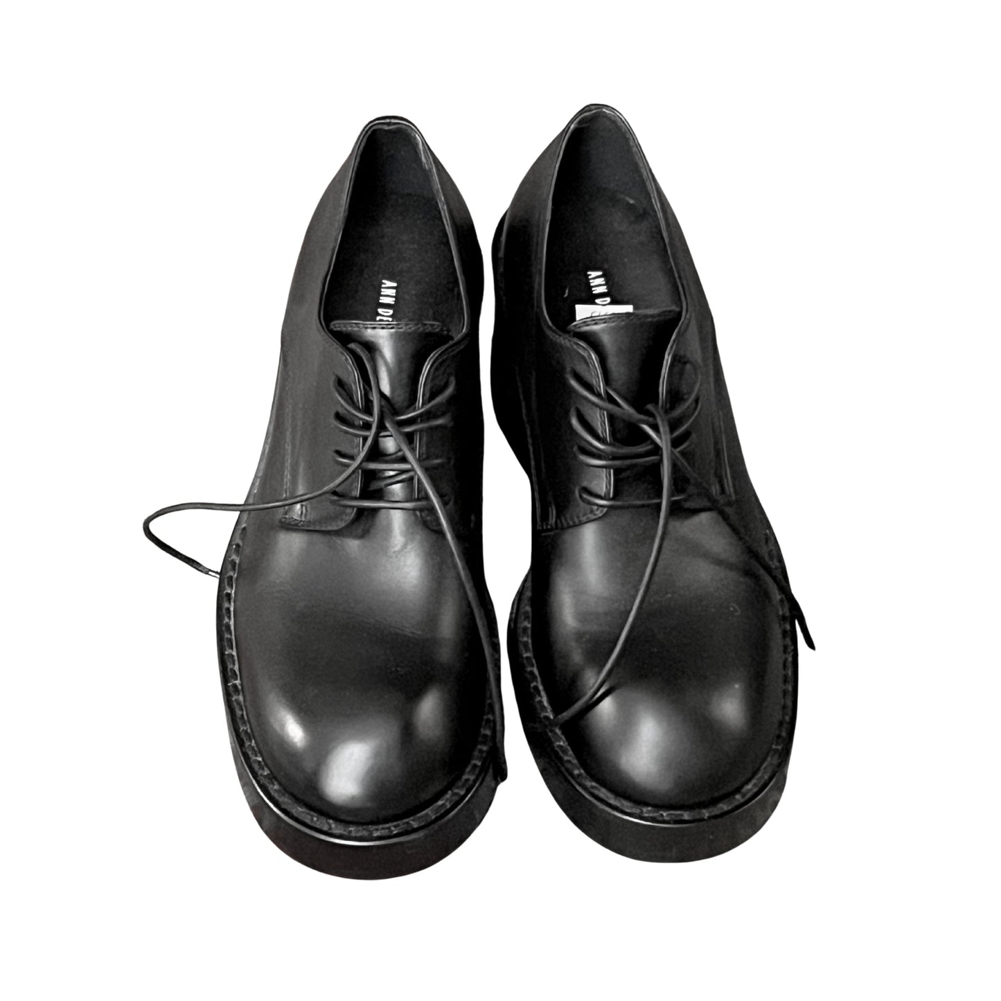 Clothing: Ann Demeulemeester Black Leather Derby Shoes by Bella Cucina – Clothing: Shoes