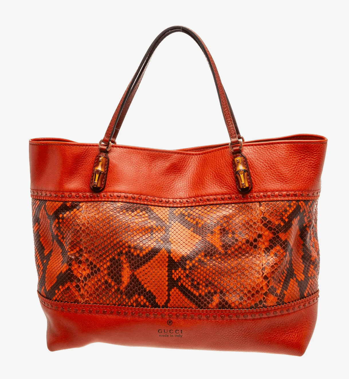 Clothing | Vintage Gucci Red Python Tote with bamboo tassels by Bella Cucina – clothing