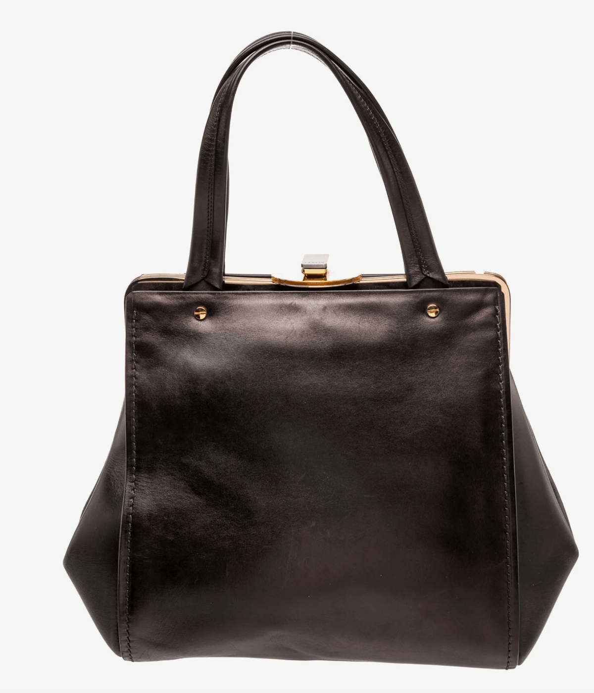 Clothing | Vintage Lanvin Brown Leather Handbag with Gold Closure by Bella Cucina – clothing
