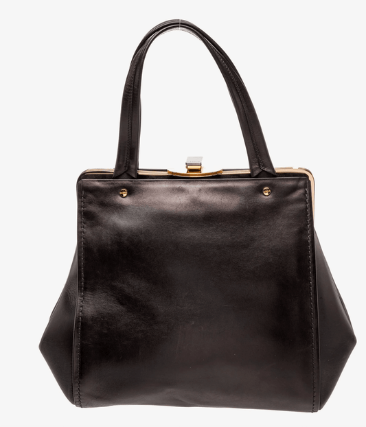 Clothing | Vintage Lanvin Brown Leather Handbag with Gold Closure by Bella Cucina – clothing