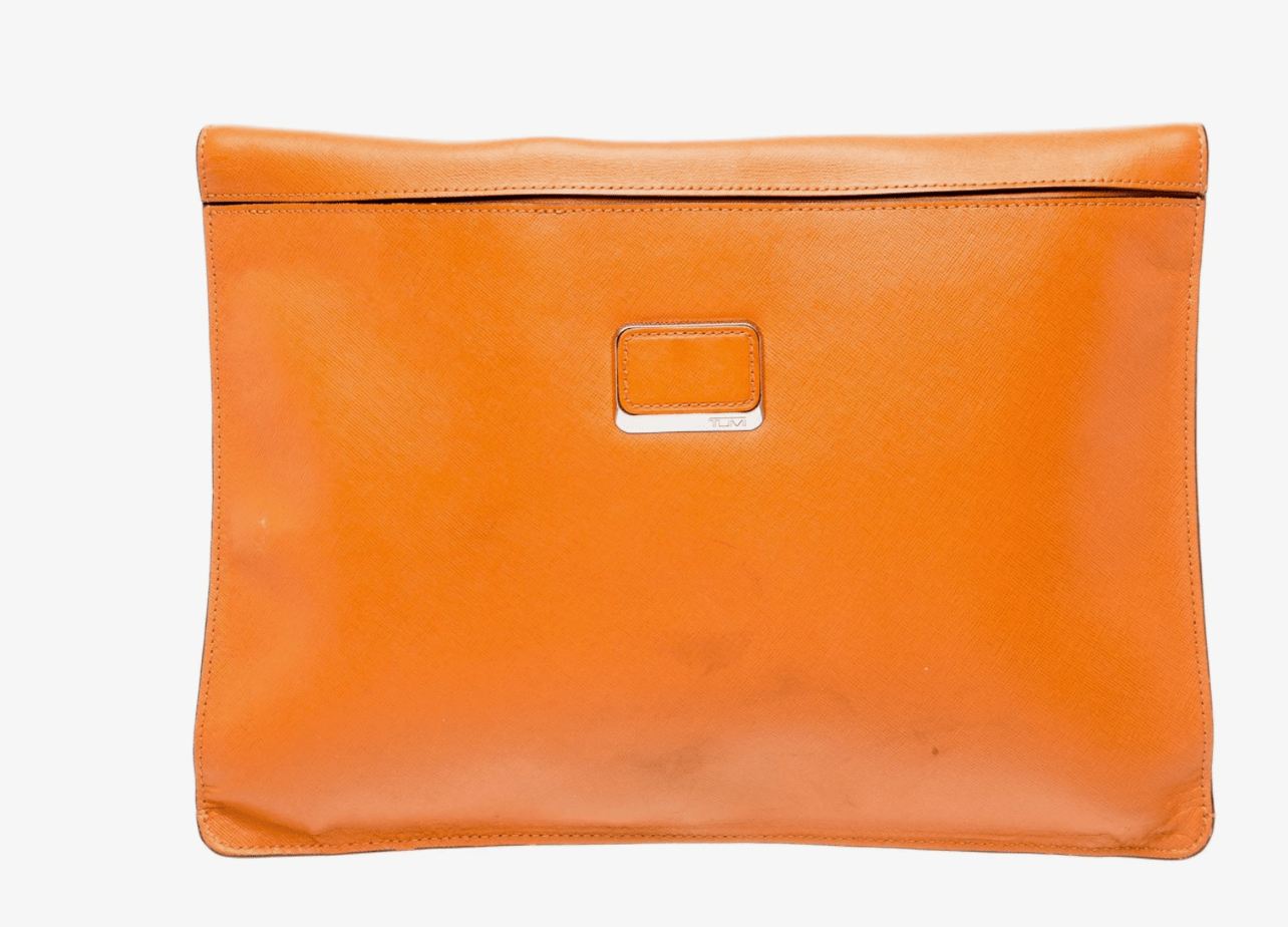 Clothing |Vintage Tumi Orange Leather Clutch / Portfolio by Bella Cucina –
