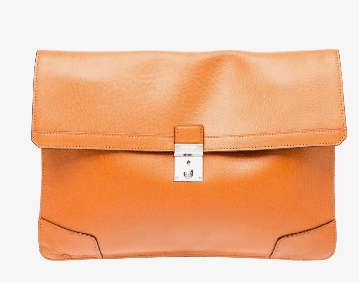 Clothing |Vintage Tumi Orange Leather Clutch / Portfolio by Bella Cucina –