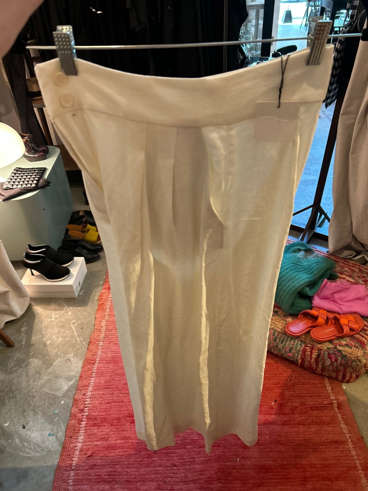 Clothing: Zara White Linen Wide Bottom Pants by Bella Cucina –