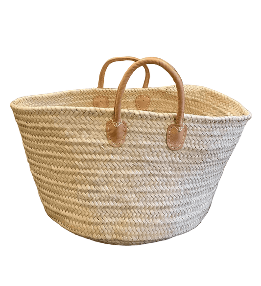 For the Home: Farmer's Market Basket with Leather Handles, Large by Bella Cucina – For the Home: Basket