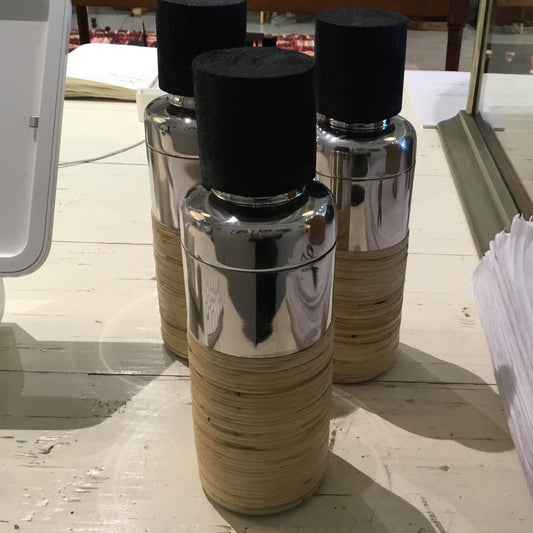 For the Table: Stainless Steel and Rattan Cocktail Shaker by Bella Cucina – For the Table: Barware
