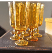 For The Table: Vintage Italian Amber Cocktail/Water/Wine Ice Tea Glasses Set of 4 by Bella Cucina – For the Table: Glasses