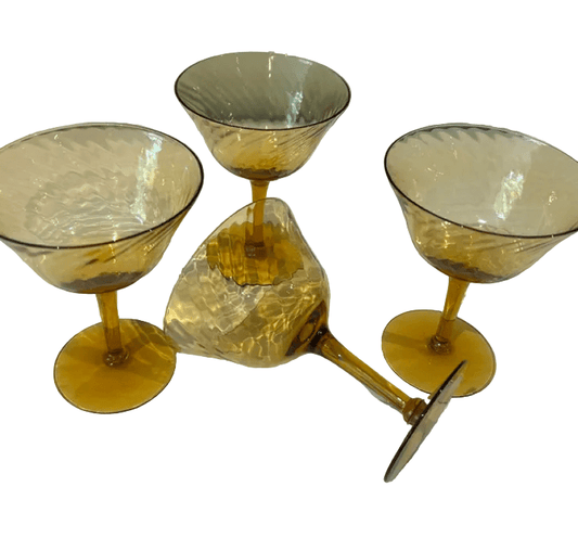 For The Table: Vintage Italian Amber Coupe Glasses Set of 4 by Bella Cucina – For the Table: Glasses