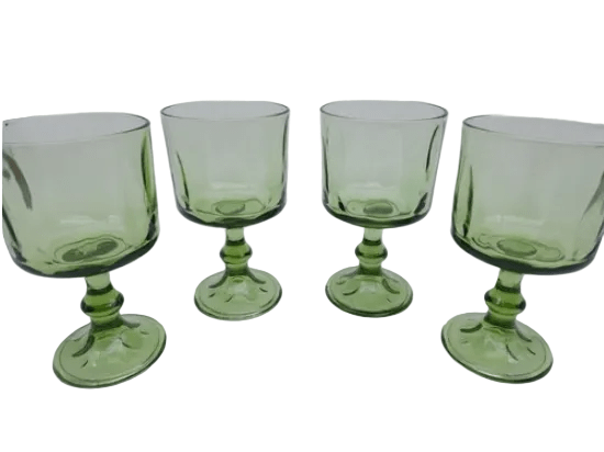 Glasses: Vintage Green Thumbprint Glasses - Set of 4 by Bella Cucina – For the table: Glasses