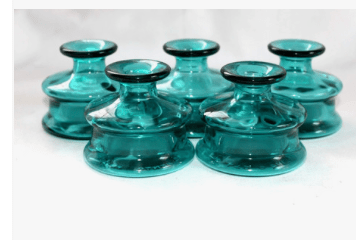 Set of five vintage Dansk blue glass bud vases at Bella Cucina in Atlanta