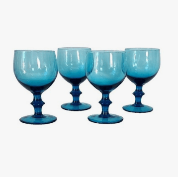 Glassware:1960's Italian Hand-blown Blue Glasses | Set Of 4 by Bella Cucina – For the table: Glasses