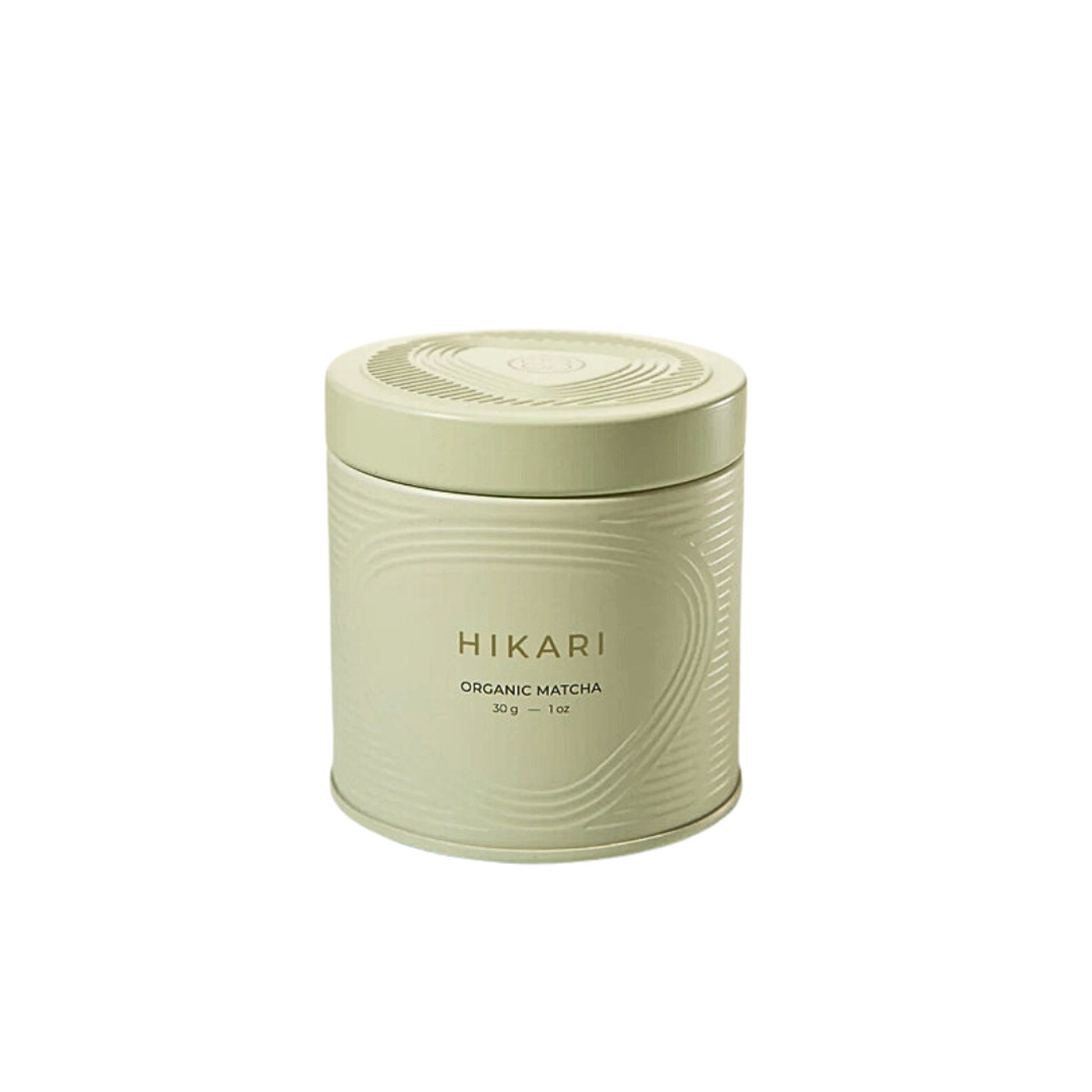 HIKARI Organic Matcha Tea tin. Ceremonial-grade Japanese matcha sourced from shade-grown tea leaves for a smooth, umami-rich taste.