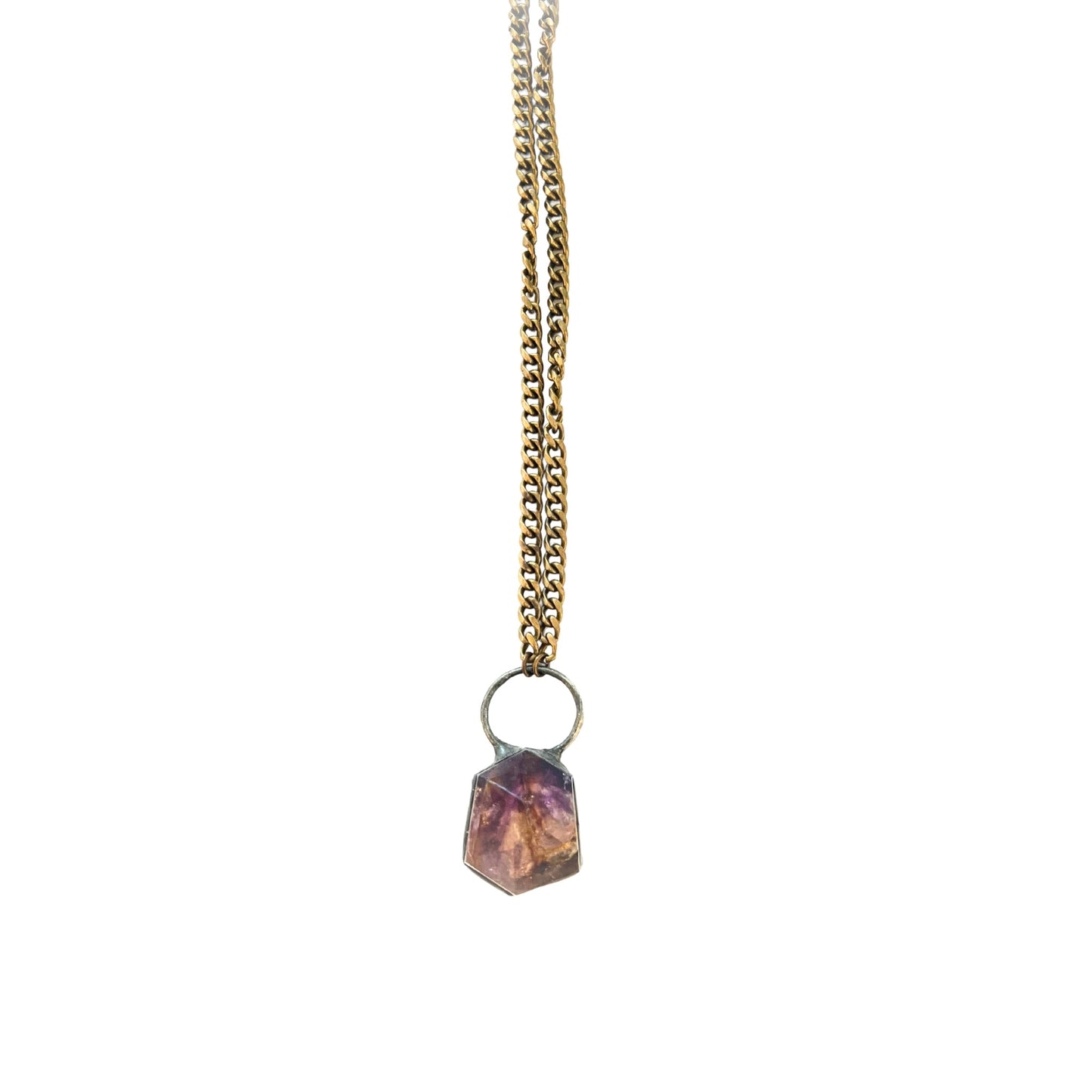 Large Amethyst on Brass Chain Necklace by Bella Cucina –