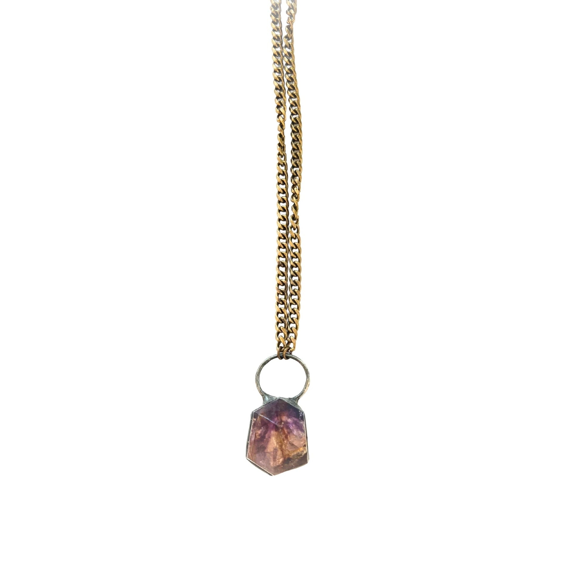 Large Amethyst on Brass Chain Necklace by Bella Cucina –