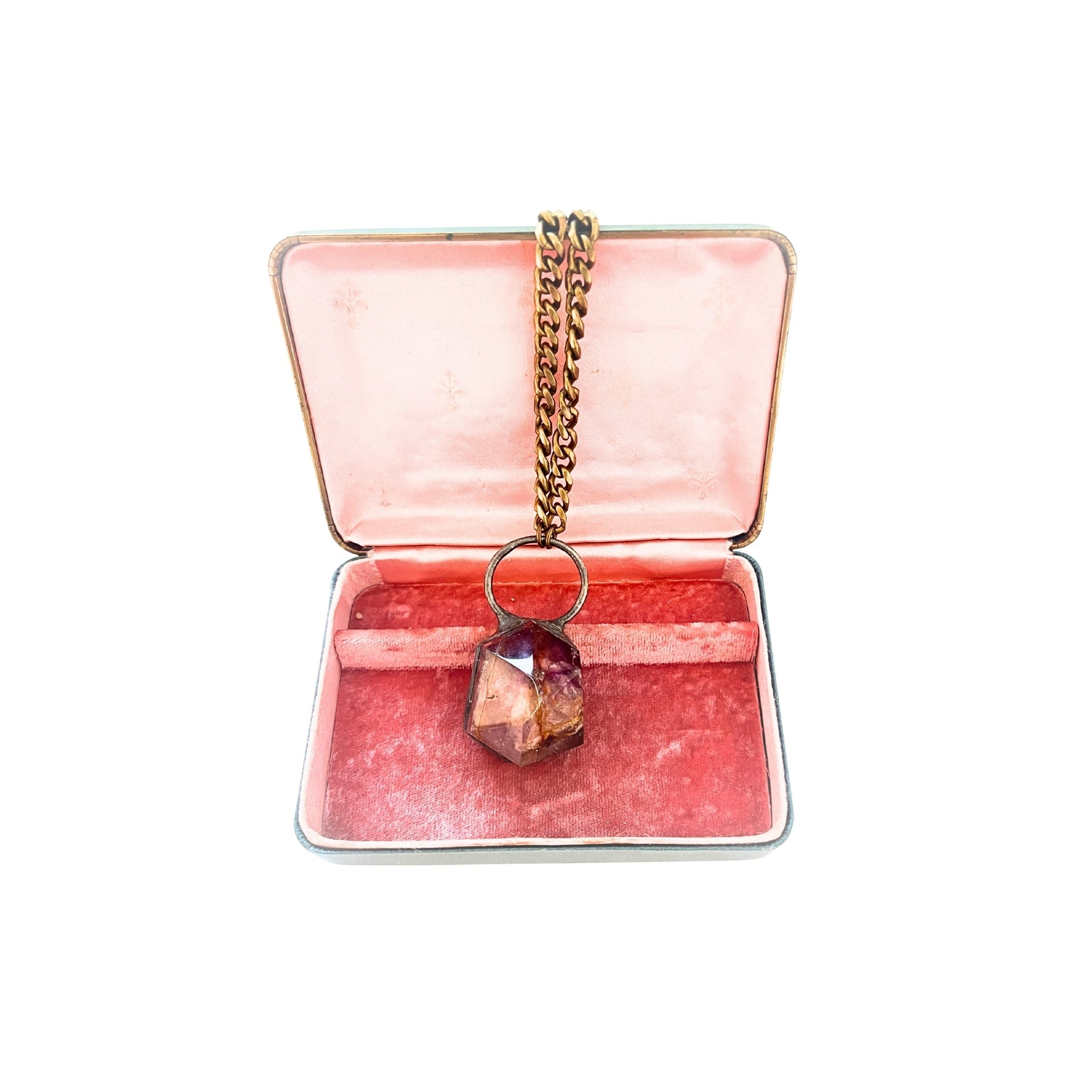 Large Amethyst on Brass Chain Necklace by Bella Cucina –