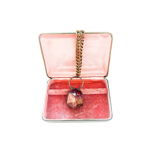 Large Amethyst on Brass Chain Necklace by Bella Cucina –