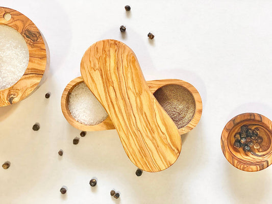 Olive Wood Salt & Pepper Keeper by Bella Cucina –