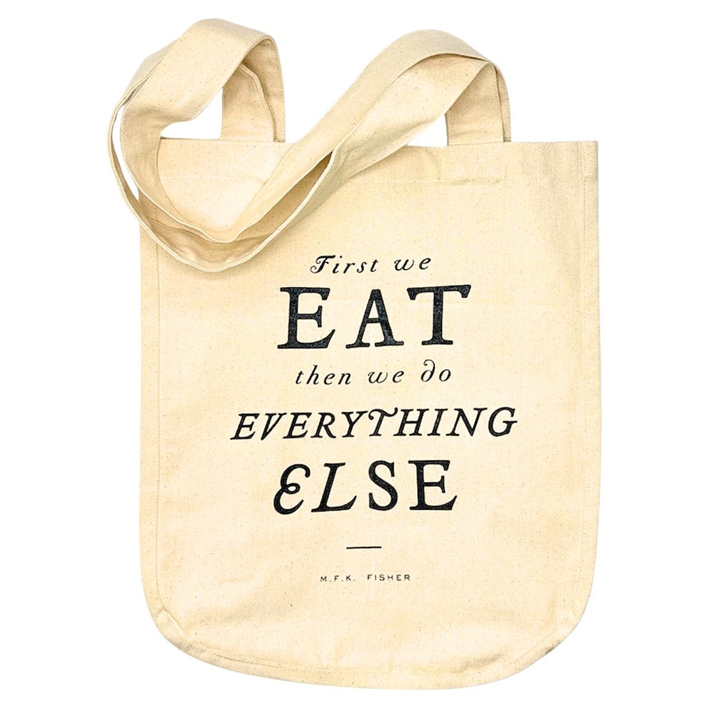 Organic Cotton Market Tote "First we eat" by Bella Cucina – Basket