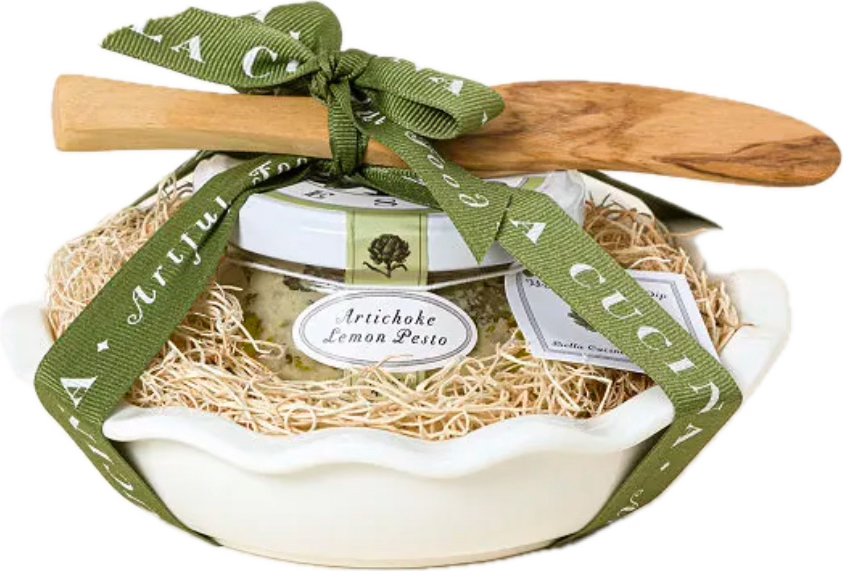 Artichoke Baking Dish Gift set in Porcelain baker