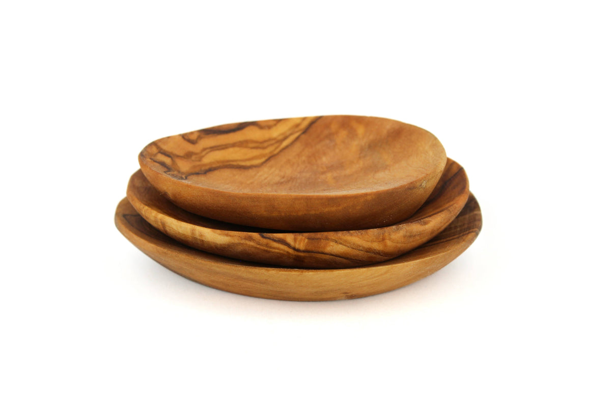 Set of three olive wood mini oval dishes at Bella Cucina in Atlanta, view 2