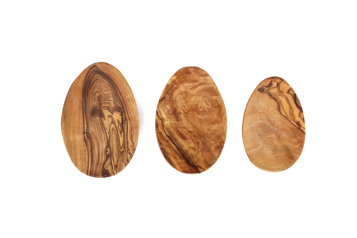 Set of three olive wood mini oval dishes at Bella Cucina in Atlanta, view 3