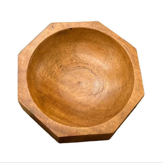 Small modernist octagonal wood bowl at Bella Cucina in Atlanta