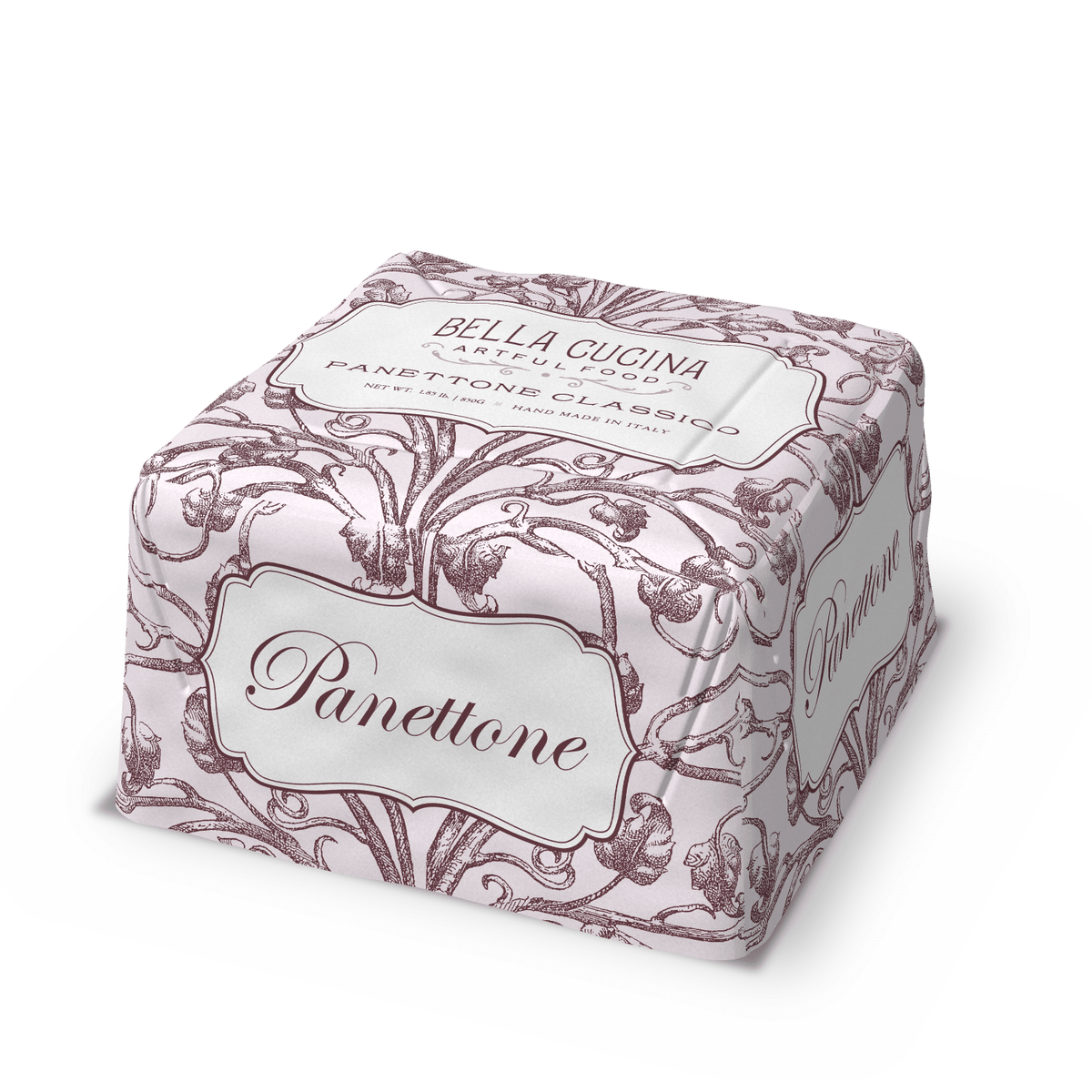 Bella Cucina Panettone Classico in engraved botanical paper at Bella Cucina in Atlanta