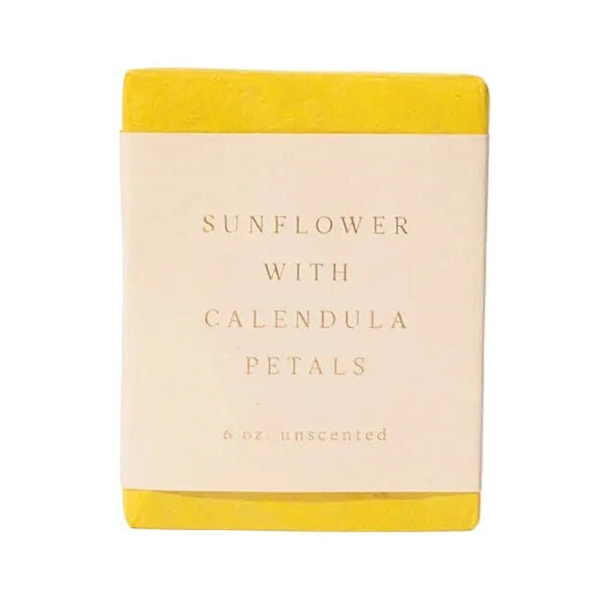 Close-up of Saipua Sunflower Calendula Soap box showing sunflower oil and calendula petals label