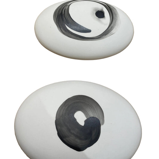 Sculpture: Rachel Garceau Enso Oval Teardrop Pillow Stone (Light Ink or Dark) by Bella Cucina – Sculptures: Porcelain