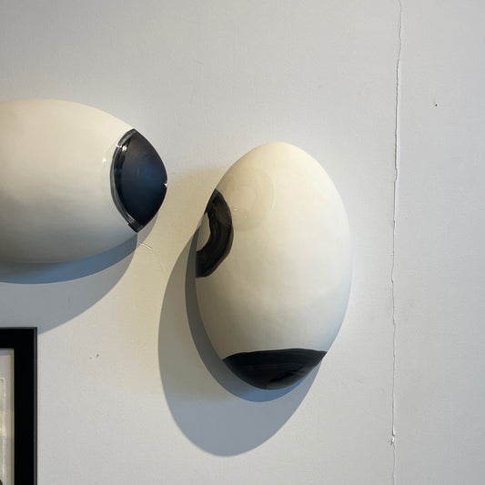 Sculpture: Rachel Garceau Large Ceramic Pillow Stone with Enso Marks by Bella Cucina – Sculptures: Sculpture