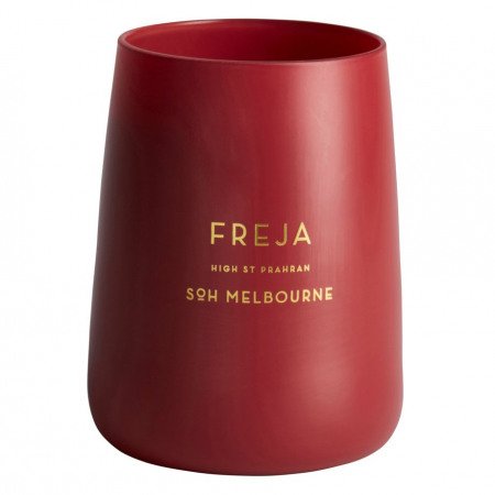 SOH Melbourne Freja Candle – A luxury hand-poured soy wax candle in an elegant glass vessel, featuring a warm blend of smoky woods, spices, and florals.