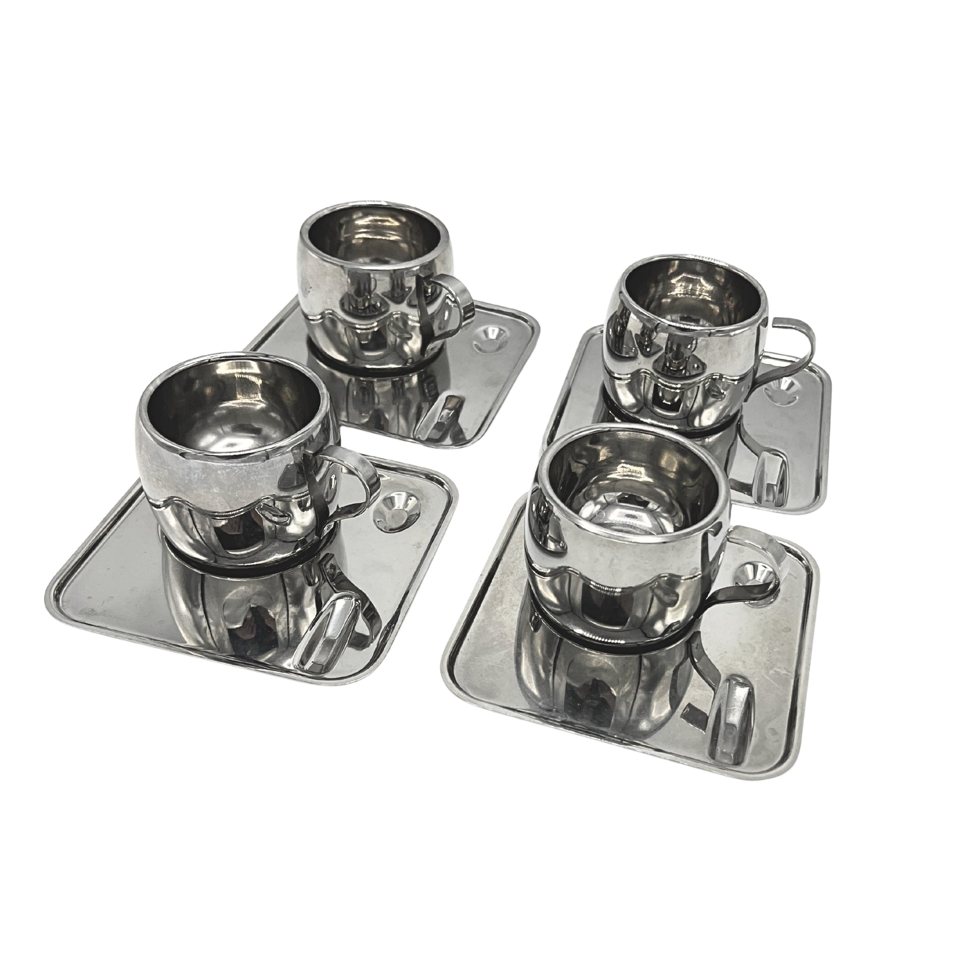 Stainless Espresso Cups and Saucers Set of 4 by Bella Cucina –