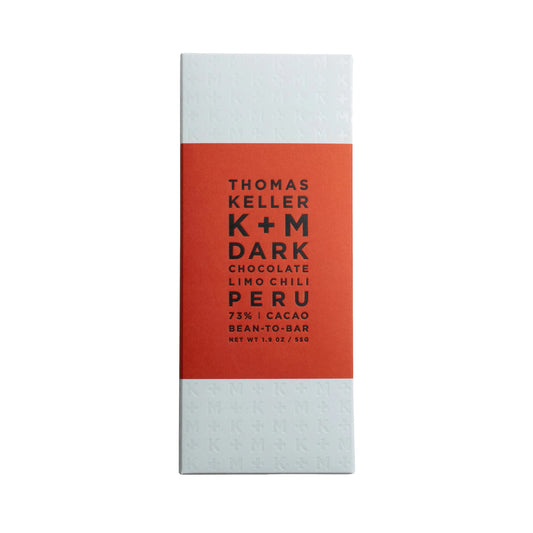 Thomas Keller K+M Peru Limo Chili 73% dark chocolate bar at Bella Cucina in Atlanta