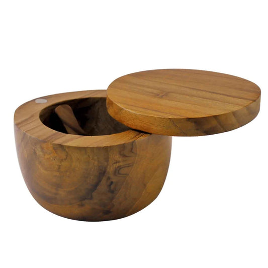 Teak Salt Cellar with Pivot Lid by Bella Cucina – For the Home: wood bowl
