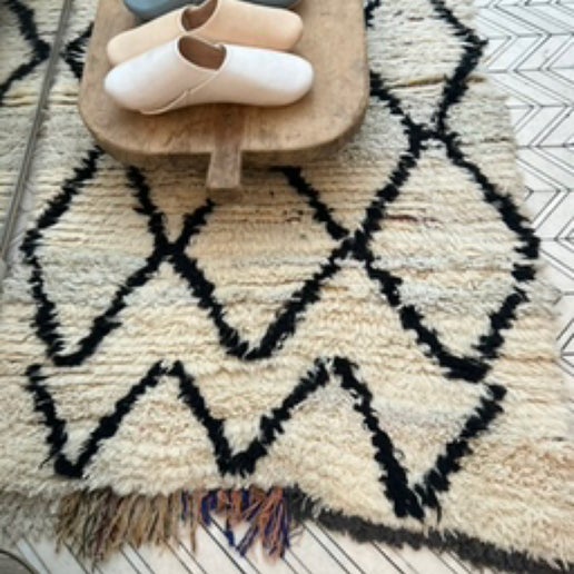 Vintage Moroccan runner in black and white at Bella Cucina in Atlanta