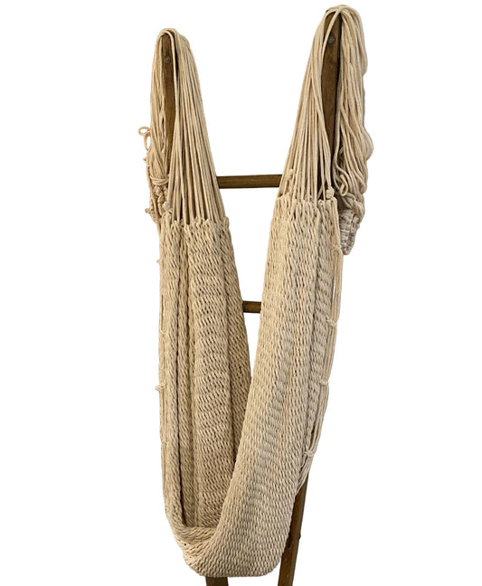 White handmade Oaxaca hammock at Bella Cucina in Atlanta