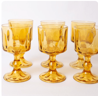 Vintage Amber Stem Glasses - set of 6 by Bella Cucina – For the table: Glasses