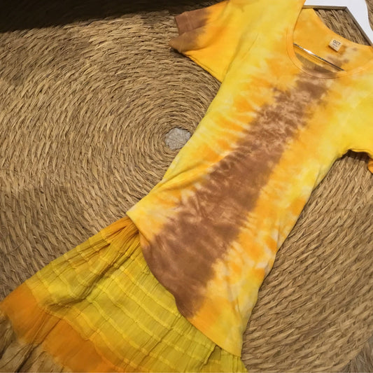 GCT yellow crewneck knit with matching skirt at Bella Cucina in Atlanta