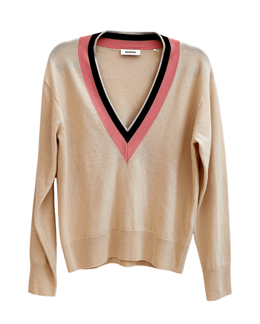 Vintage Clothing: Sandro, V - Neck Varsity Sweater by Bella Cucina – Vintage Clothing: Sweater