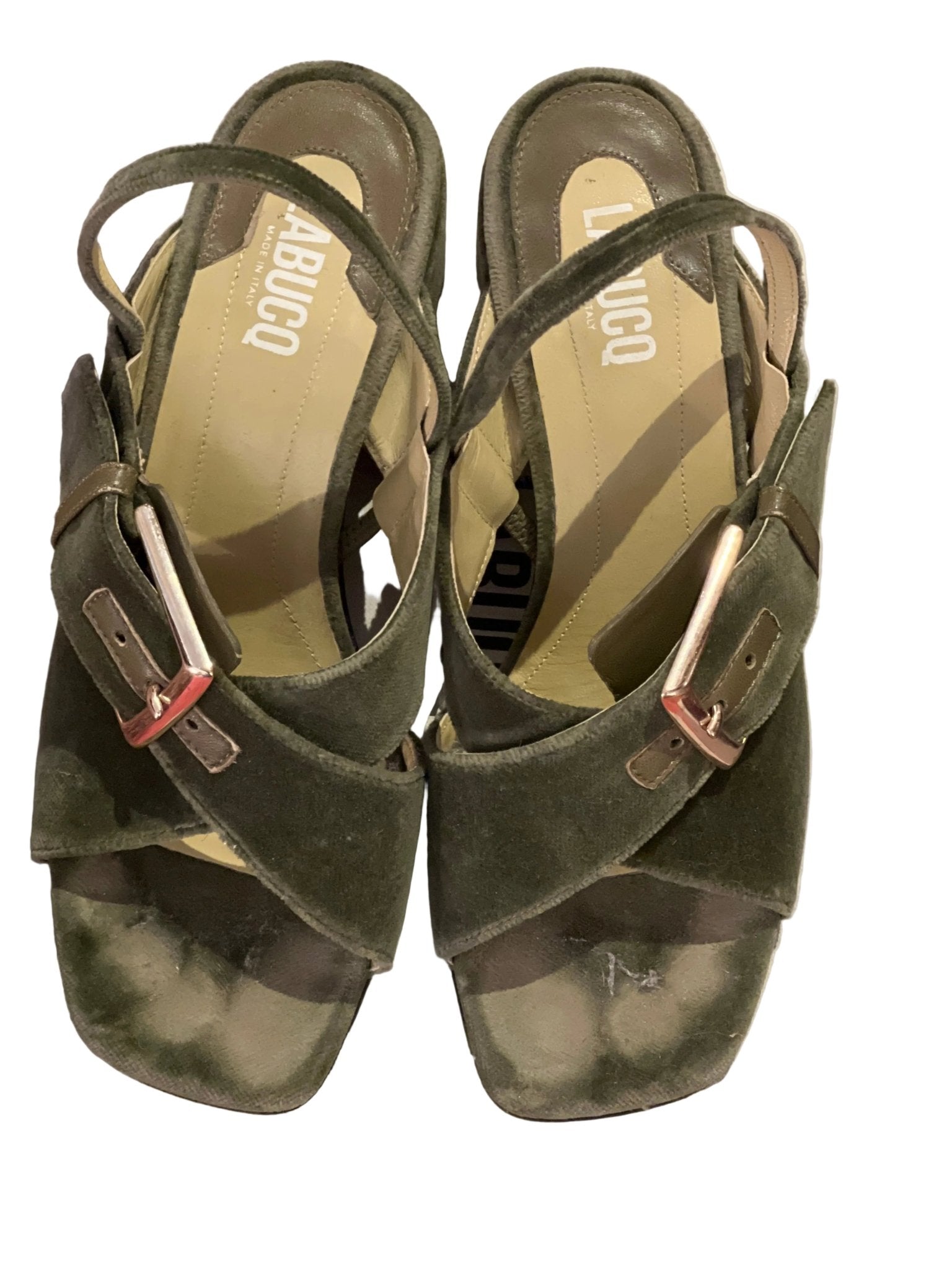 Vintage clothing /Shoes : Labucq Sandals Velvet Green by Bella Cucina –