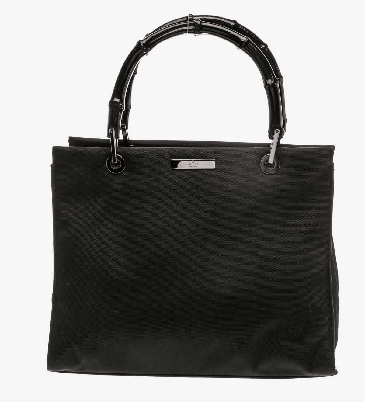 Vintage Gucci Black Bamboo Nylon Handbag with Silver hardware by Bella Cucina – clothing