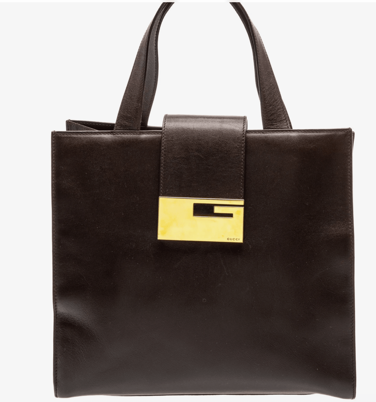 Vintage Gucci Brown Leather Top Handle Purse with Gold G hardware by Bella Cucina – clothing