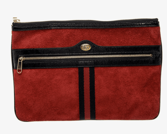 Vintage Gucci Red Suede and Black Leather Portfolio Clutch by Bella Cucina – clothing